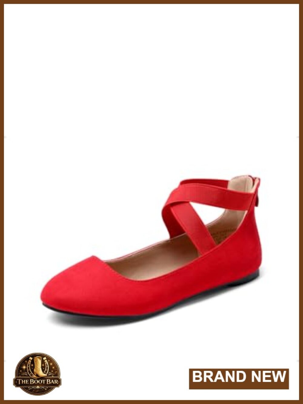 Women's Ballet Flats with Crossover Strap, Faux Suede